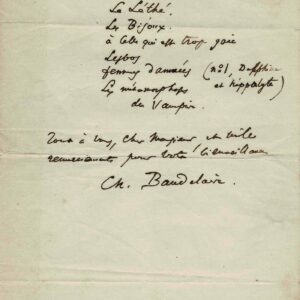 Charles BAUDELAIRE liste les six poèmes condamnés des Fleurs du Mal.