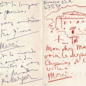 Pablo PICASSO dessine Vauvenargues et la montagne Sainte-Victoire. 1959.